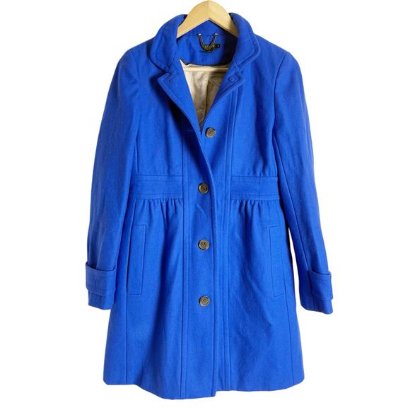 J.Crew Cobalt Blue Wool Blend Peacoat Size 8 - Picture 1 of 12